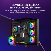 GAMEPOWER WARCRY TOPGLASS 4X ARGB FAN KASA BLACK