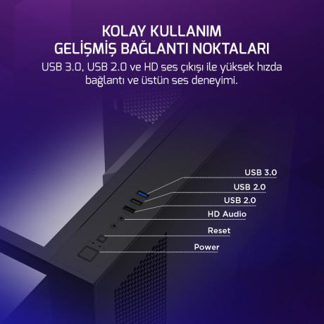GAMEPOWER WARCRY TOPGLASS 4X ARGB FAN GAMING KASA 650W 