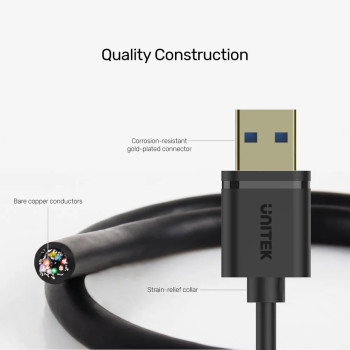 UNITEK USB3.0(M) TO USB3.0(F) UZATMA KABLO 2MT 5GBPS (Y-C459GBK)